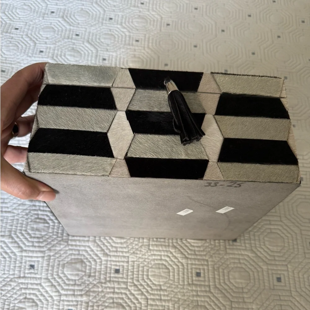 Cow skin covered Geometric Black and White Storage or jewelry Boxes